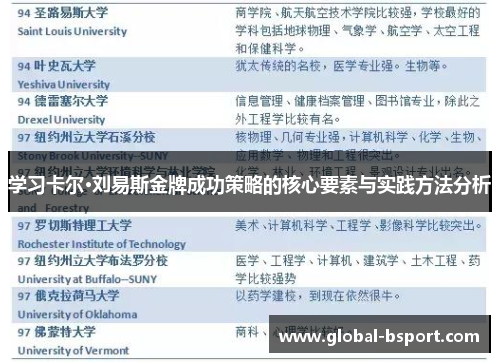 学习卡尔·刘易斯金牌成功策略的核心要素与实践方法分析