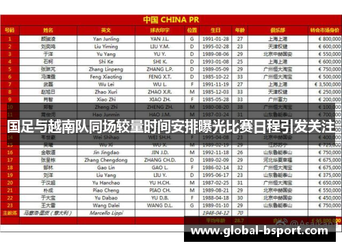 国足与越南队同场较量时间安排曝光比赛日程引发关注